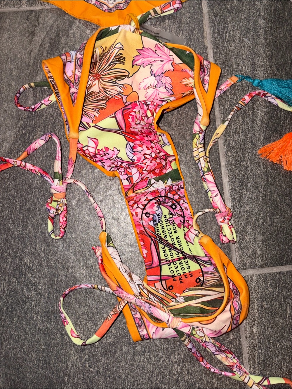 Micas Bohemian Strappy Bright Patterned Handkerchief Bikini Set, Med NWT - Picture 3 of 6